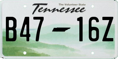 TN license plate B4716Z