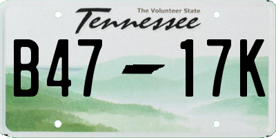 TN license plate B4717K