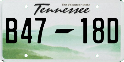 TN license plate B4718D
