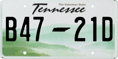 TN license plate B4721D
