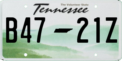 TN license plate B4721Z