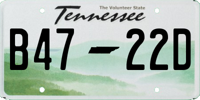 TN license plate B4722D