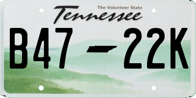 TN license plate B4722K