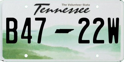 TN license plate B4722W