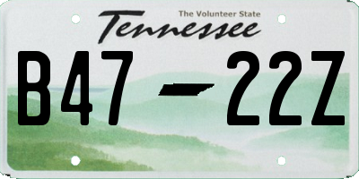 TN license plate B4722Z