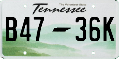 TN license plate B4736K