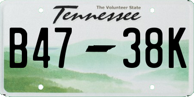 TN license plate B4738K