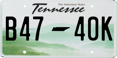TN license plate B4740K