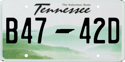 TN license plate B4742D