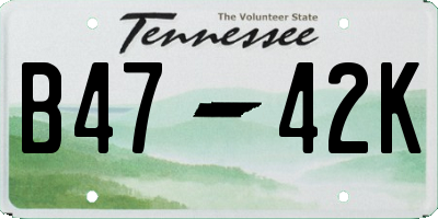 TN license plate B4742K