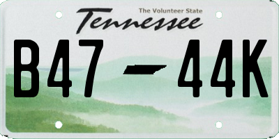 TN license plate B4744K