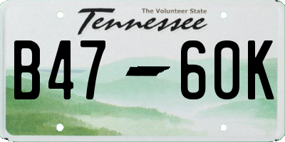 TN license plate B4760K
