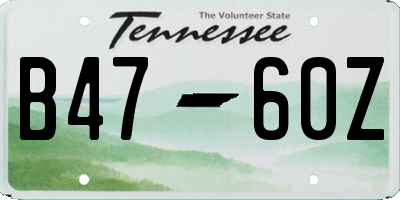 TN license plate B4760Z