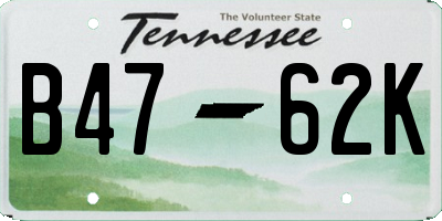 TN license plate B4762K