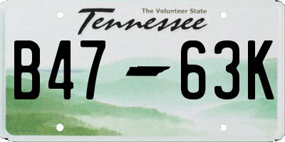 TN license plate B4763K