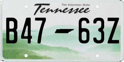 TN license plate B4763Z