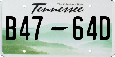 TN license plate B4764D