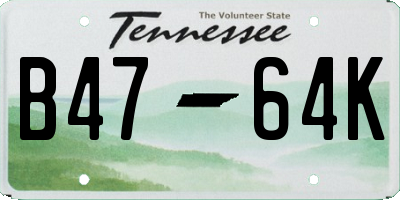 TN license plate B4764K