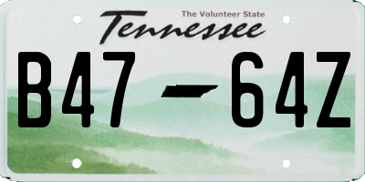 TN license plate B4764Z