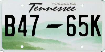 TN license plate B4765K