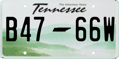 TN license plate B4766W