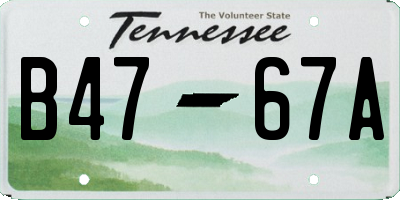 TN license plate B4767A