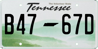 TN license plate B4767D