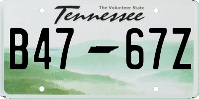 TN license plate B4767Z