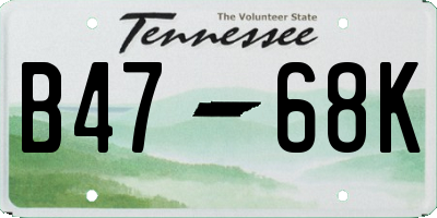 TN license plate B4768K