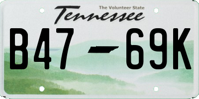 TN license plate B4769K