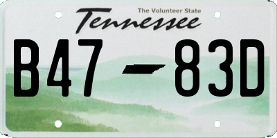 TN license plate B4783D