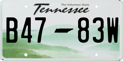 TN license plate B4783W