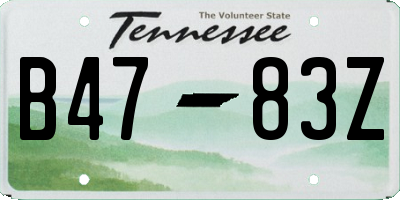 TN license plate B4783Z