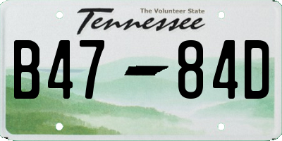 TN license plate B4784D