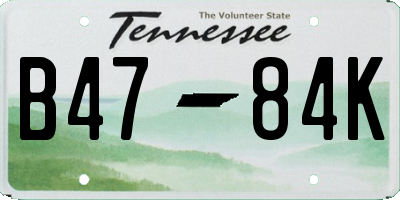 TN license plate B4784K