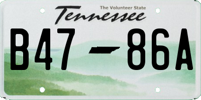 TN license plate B4786A