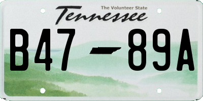 TN license plate B4789A