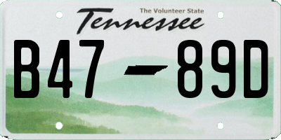TN license plate B4789D