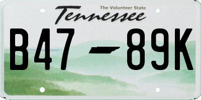 TN license plate B4789K