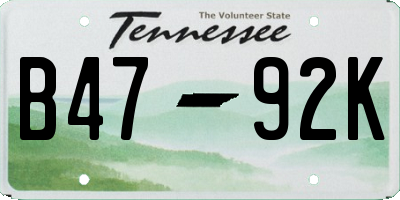 TN license plate B4792K