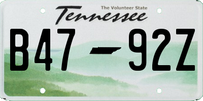 TN license plate B4792Z