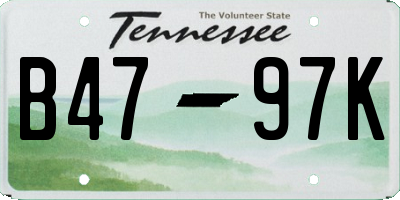 TN license plate B4797K