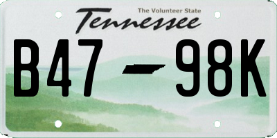 TN license plate B4798K