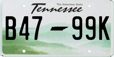 TN license plate B4799K