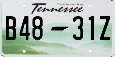 TN license plate B4831Z