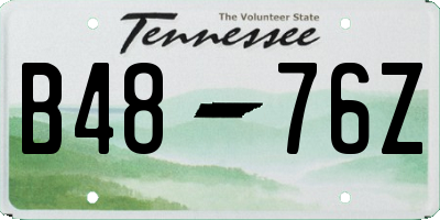 TN license plate B4876Z