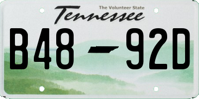 TN license plate B4892D