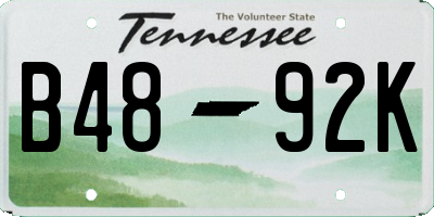 TN license plate B4892K