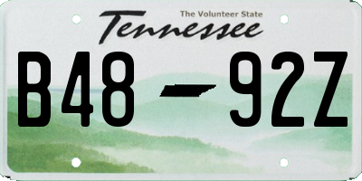 TN license plate B4892Z
