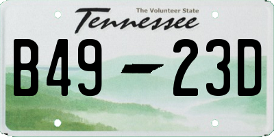 TN license plate B4923D